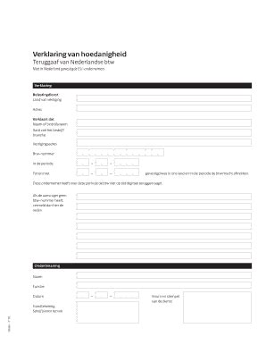 verklaring omtrent de hoedanigheid van belastingplichtige